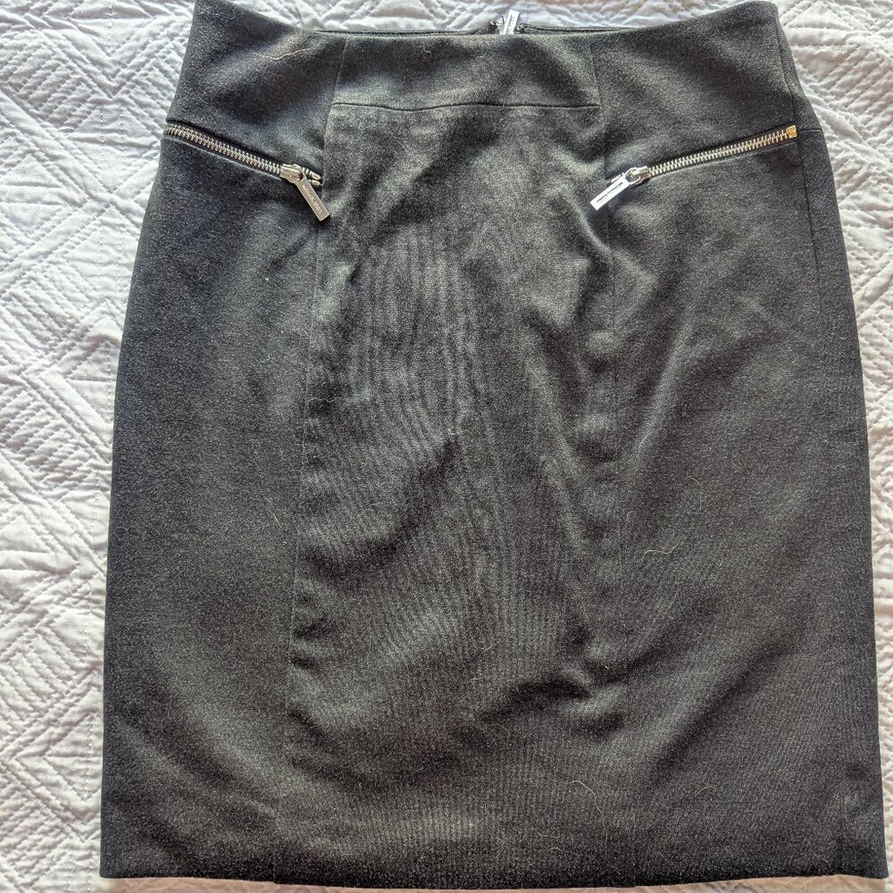 Michael Kors Charcoal Gray Zippered Knee Length Pencil Skirt Size 8 Ponte Knit